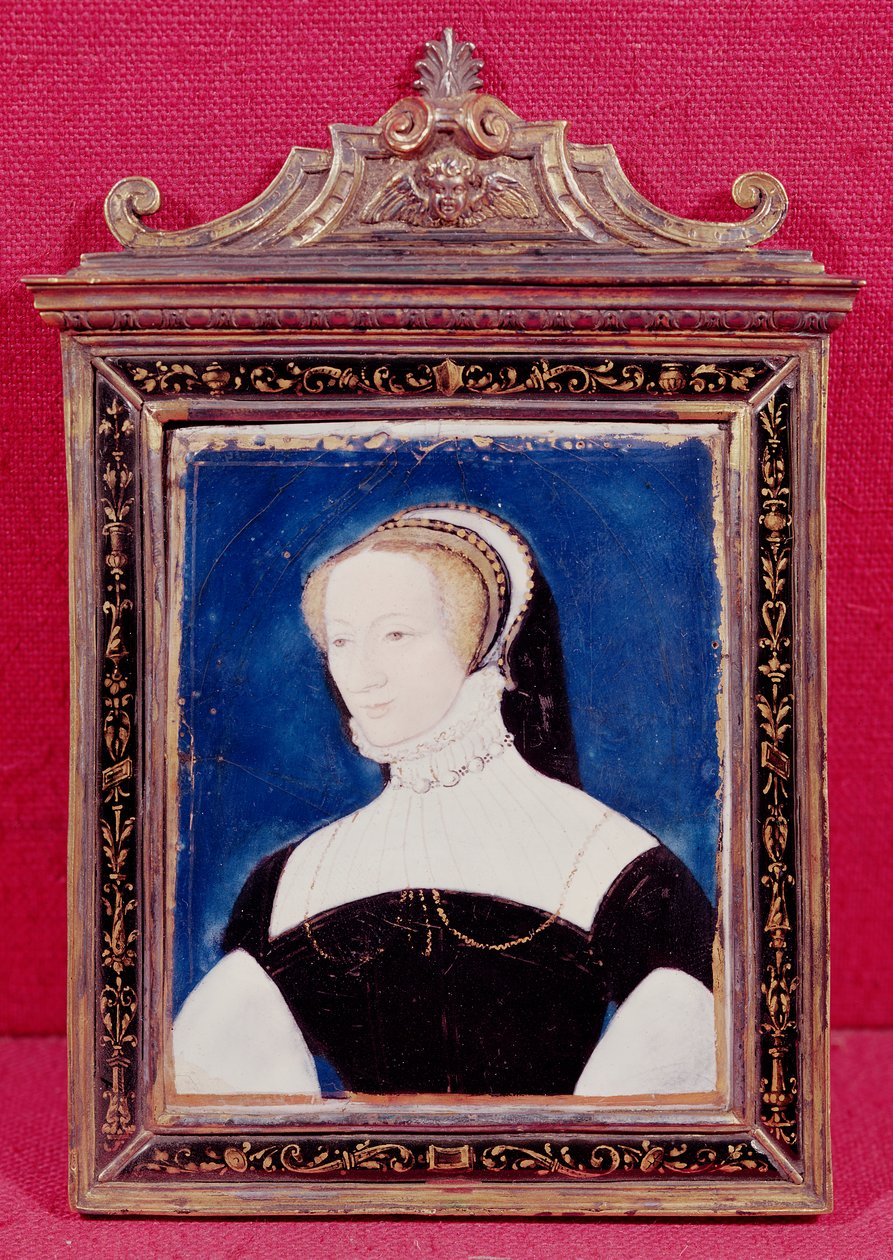 Portret vermoedelijk van Marguerite de Valois (1492-1549) door Leonard Limousin