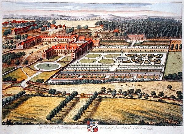 Southwick in het graafschap Southampton gegraveerd door Johannes Kip (c.1652-1722) door Leonard (after) Knyff