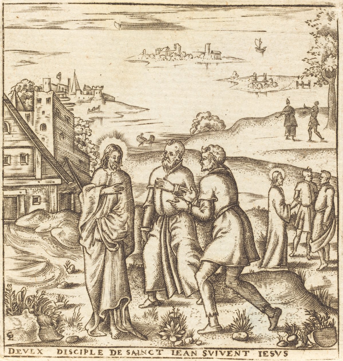 Christus Roept Twee Discipelen van Johannes de Doper om Hem te Volgen door Leonard Gaultier