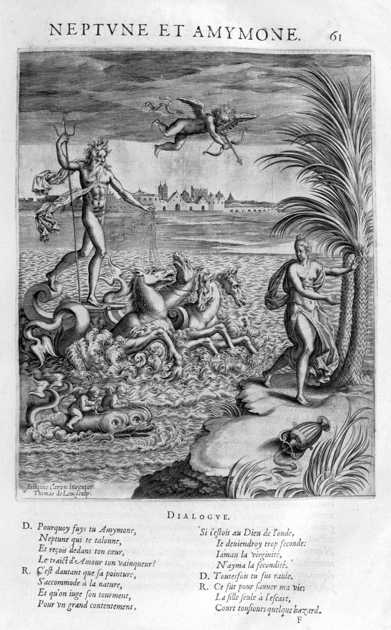 Neptunus met Amymone, dochter van Danaus, die hij beschermt tegen een sater door Leonard Gaultier