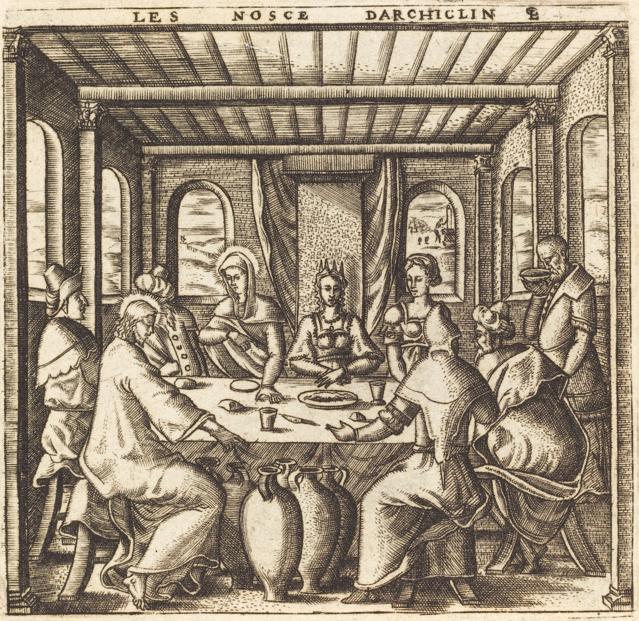 De bruiloft te Kana (Christus verandert water in wijn) door Leonard Gaultier