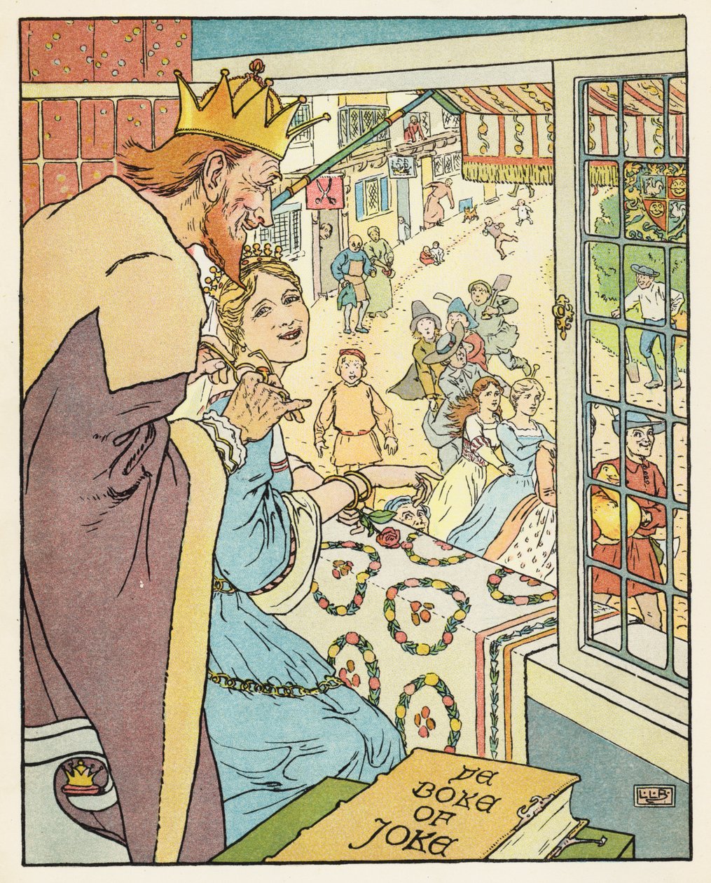 De gouden gans (kleurenlitho) door Leonard Leslie Brooke