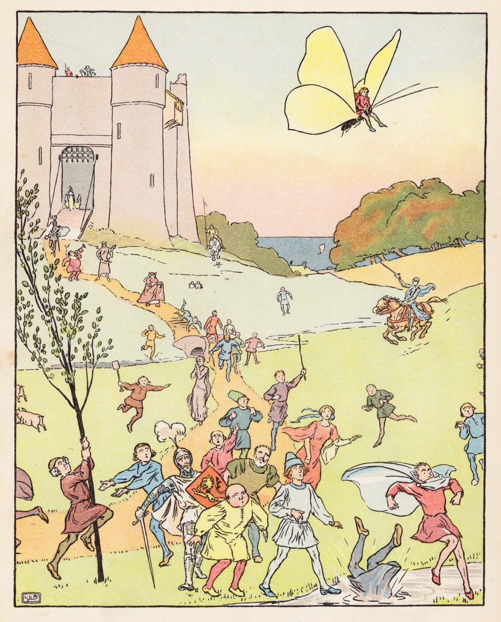 Klein Duimpje (kleurenlitho) door Leonard Leslie Brooke