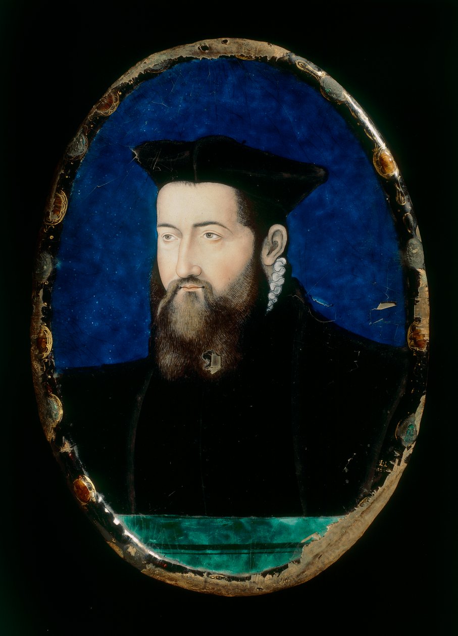 Portret van Prelaat, werk in majolica door Leonardo Limosin bewaard in het Museo Nazionale del Bargello, Florence door Leonard Limosin