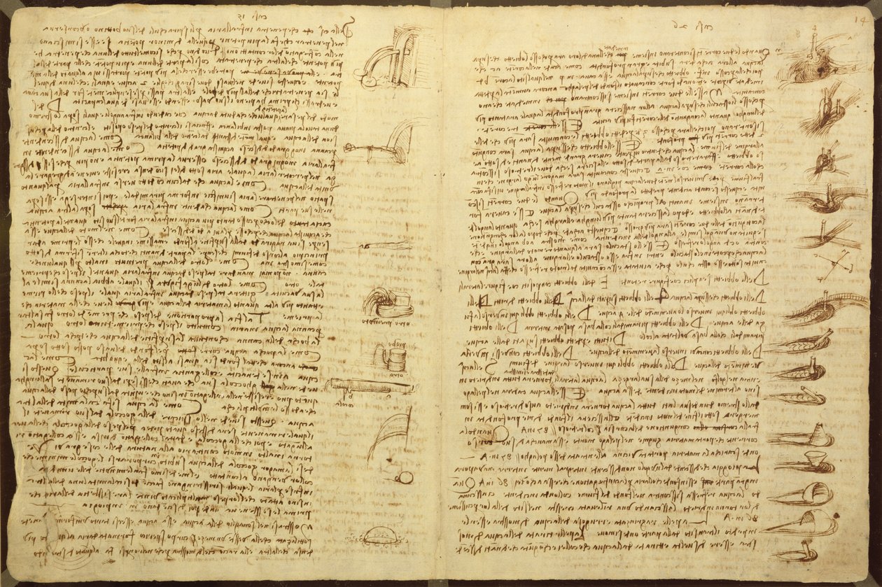 Een pagina uit het Codex Leicester, 1508-12 door Leonardo da Vinci