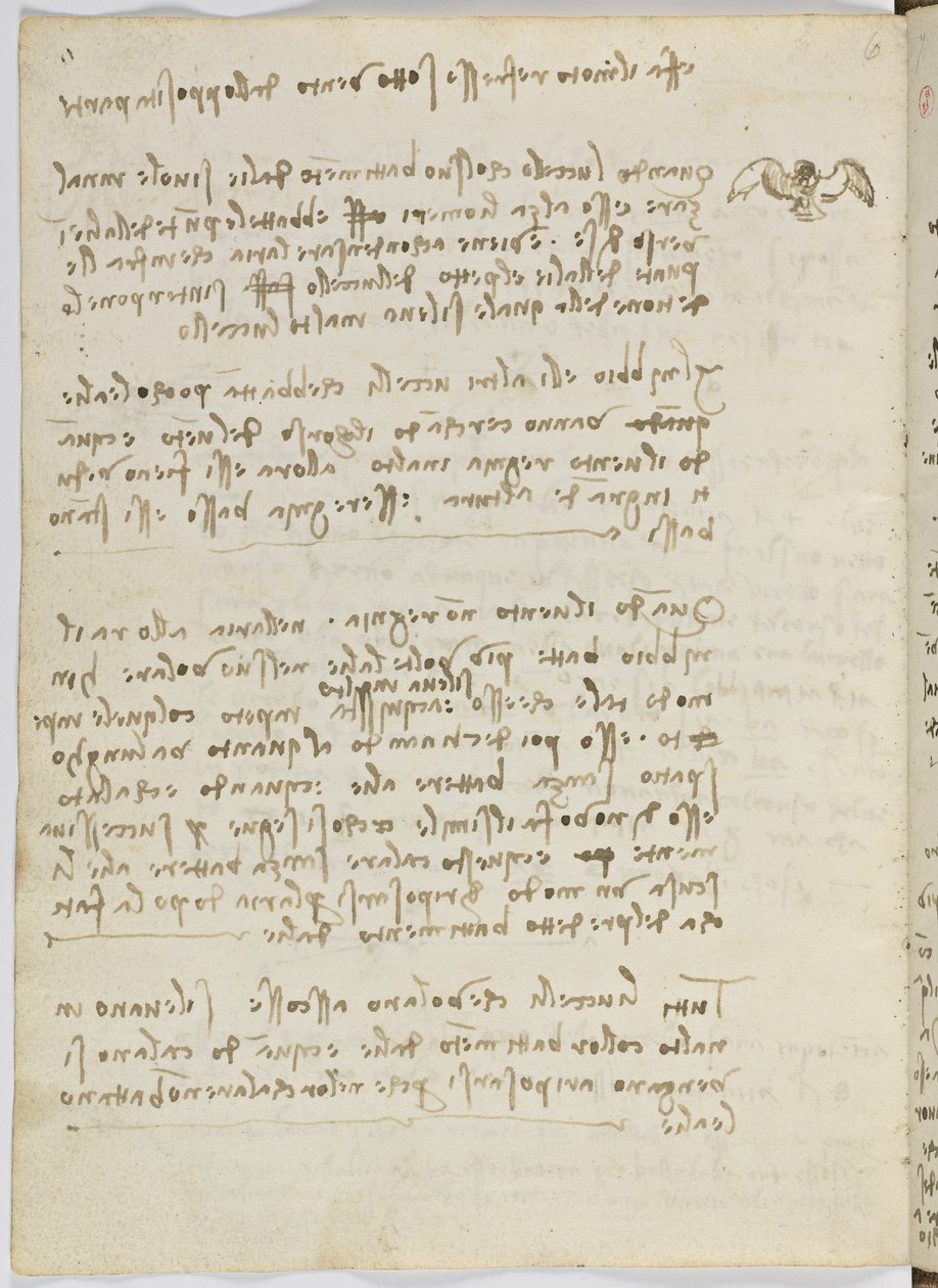 Vogelvluchtcode, c. 1505-06, blad 5 verso door Leonardo da Vinci
