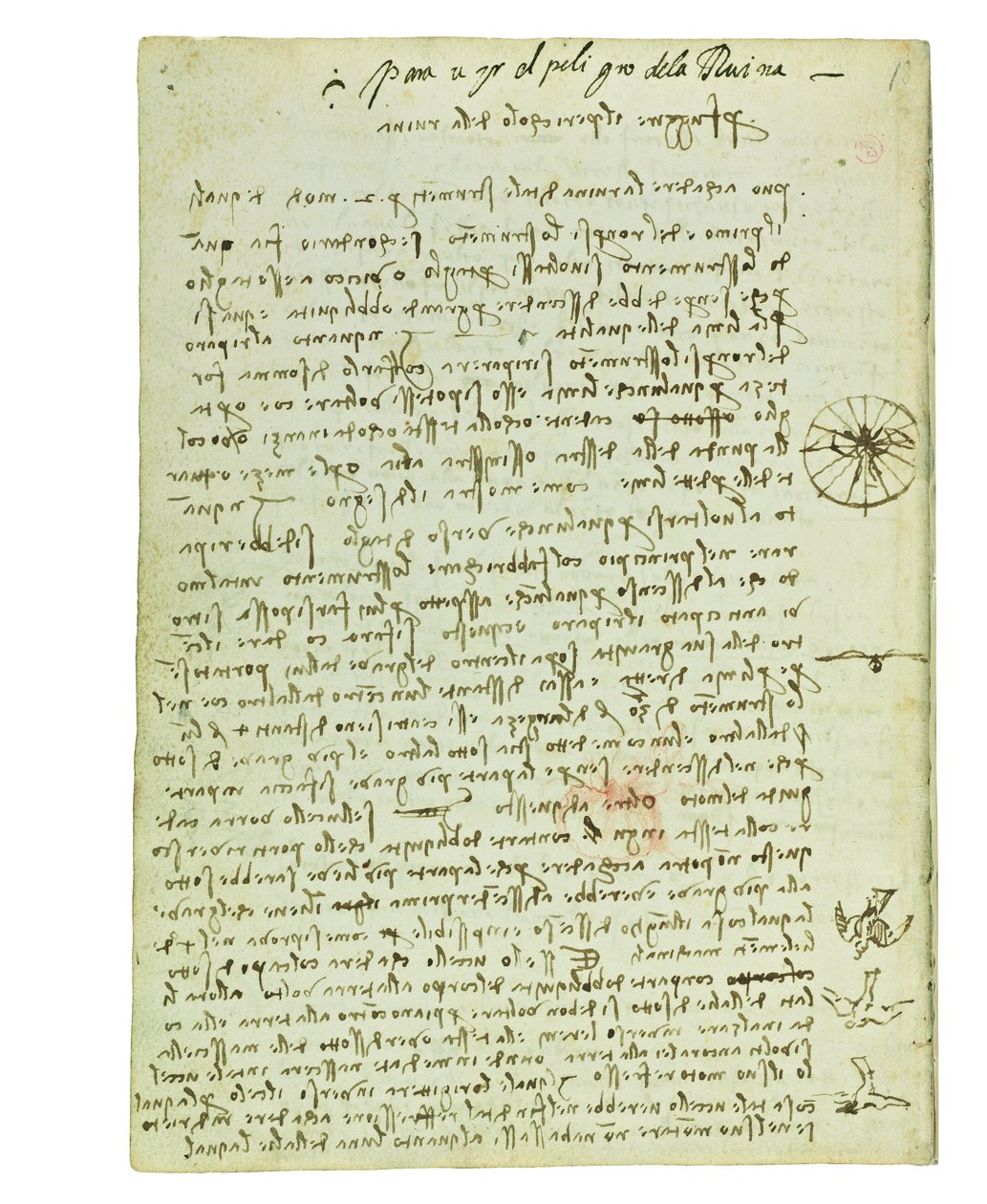 Codex over de vlucht van vogels, Folio 12 verso door Leonardo da Vinci