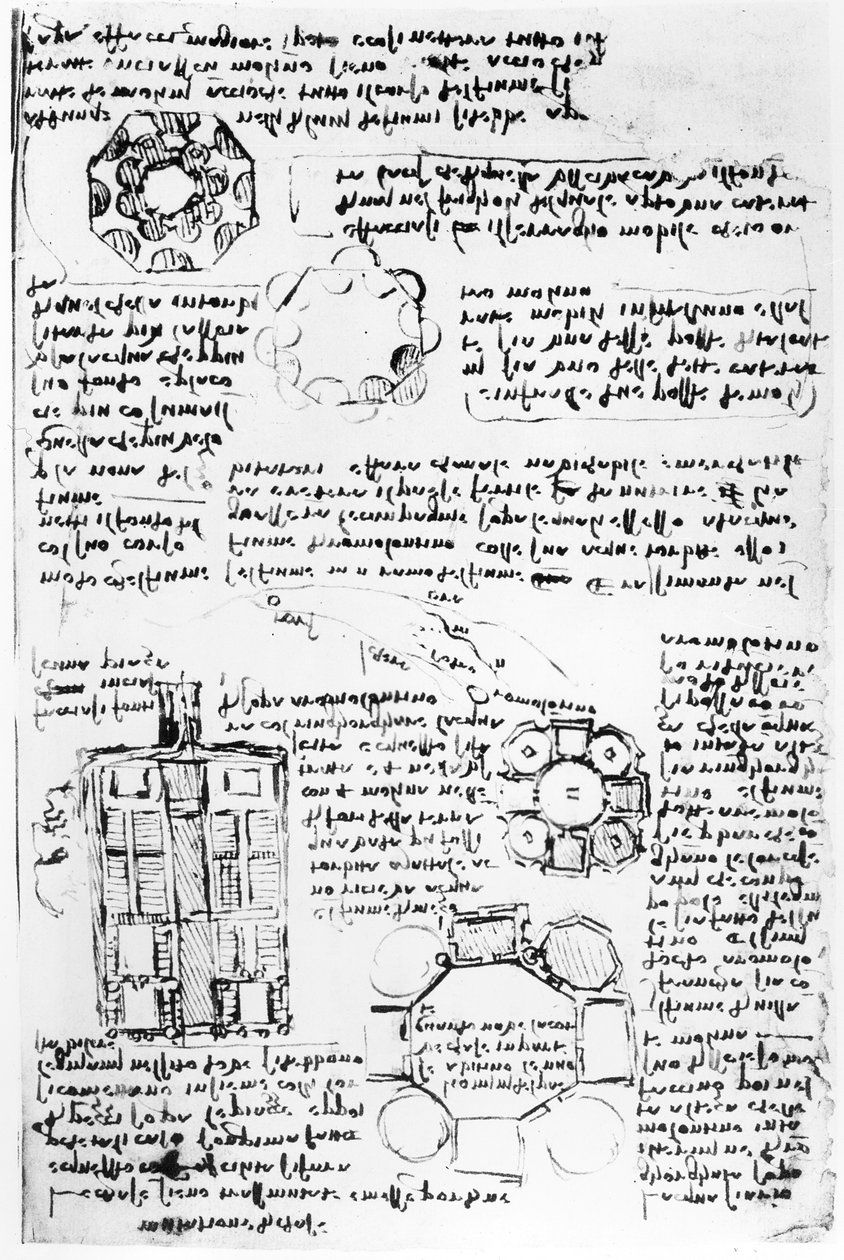 Ontwerp voor een paleis en park (Romorantin), fol. 270v uit de Codex Arundel door Leonardo da Vinci