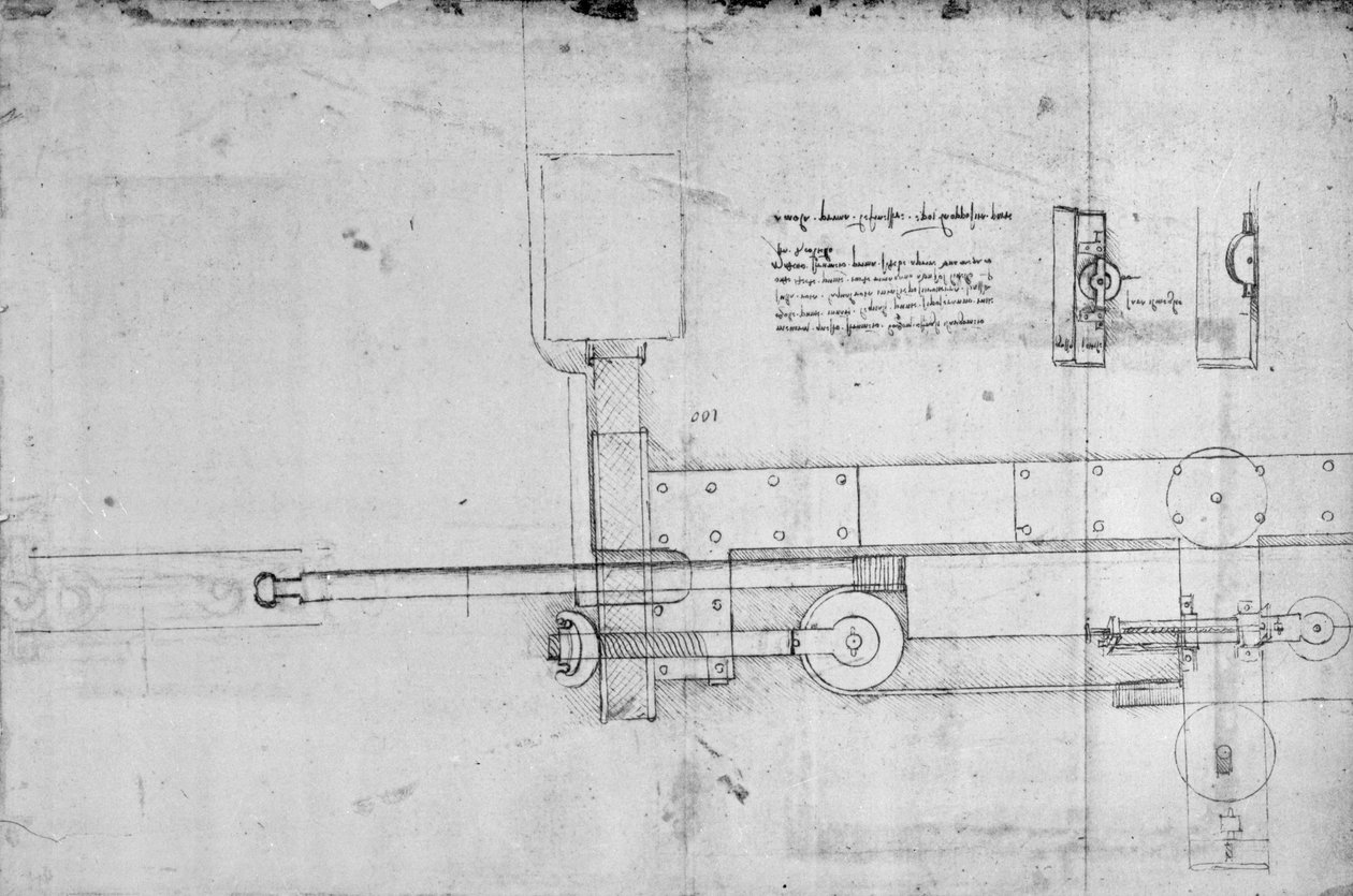 Diagram van een Mechanische Bout door Leonardo da Vinci