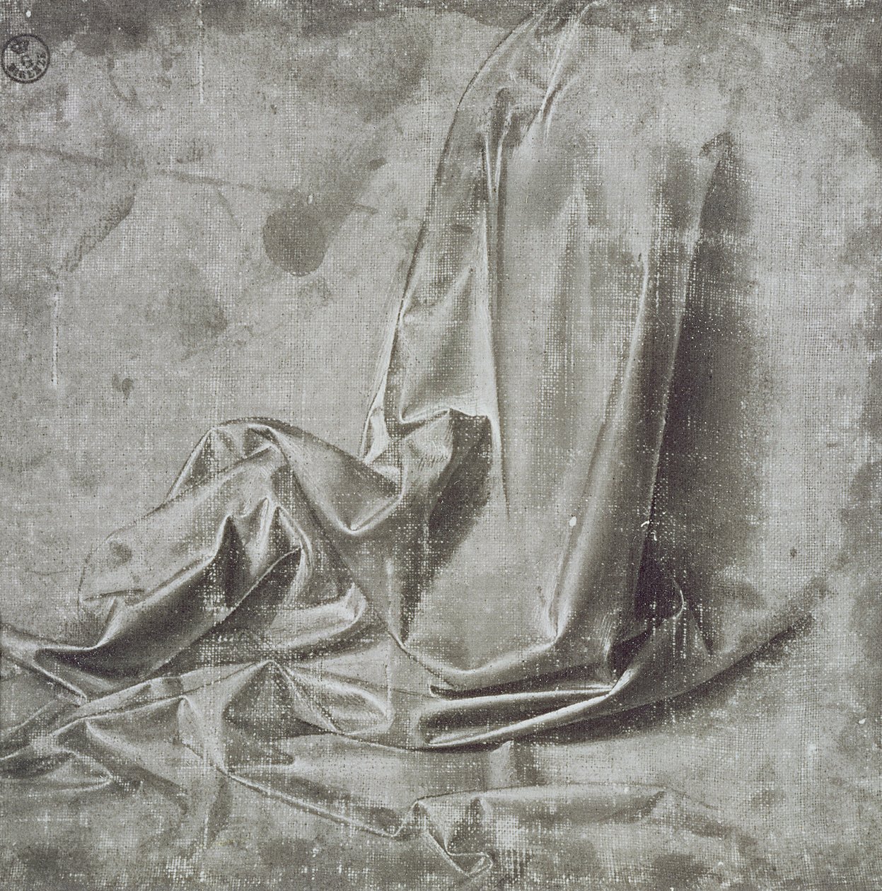 Draperiestudie voor een knielende figuur in Profil Perdu naar rechts, ca. 1472-75 door Leonardo da Vinci