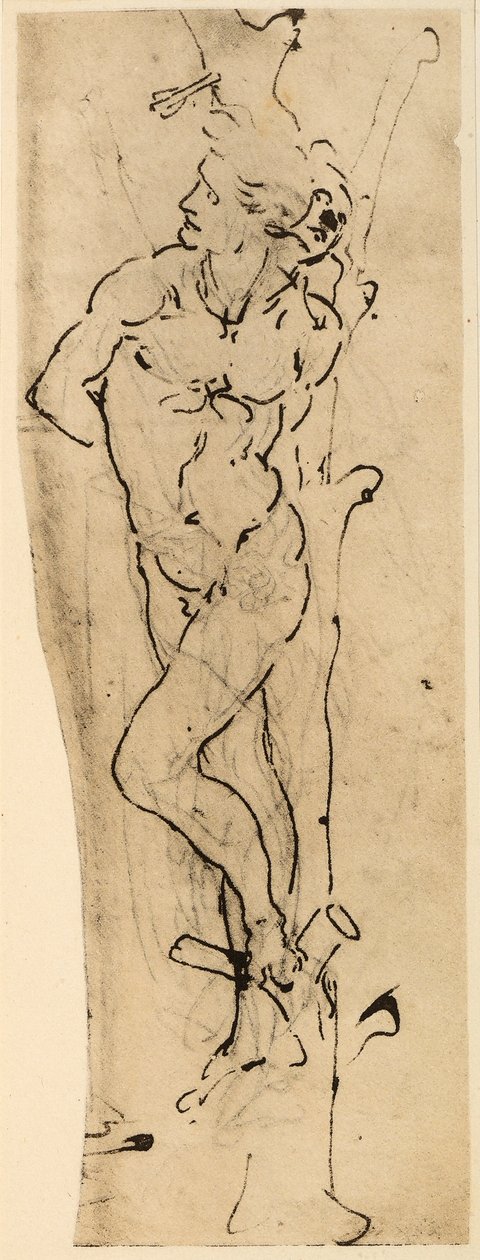 St. Sebastiaan; zilverstift tekening op wit papier door Leonardo da Vinci door Leonardo da Vinci