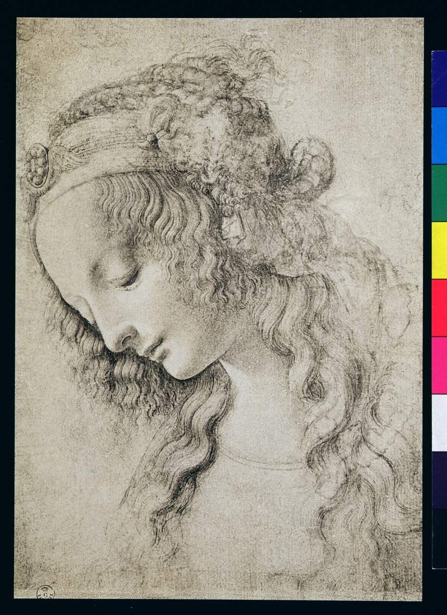Studie voor het hoofd van Maria Magdalena door Leonardo da Vinci