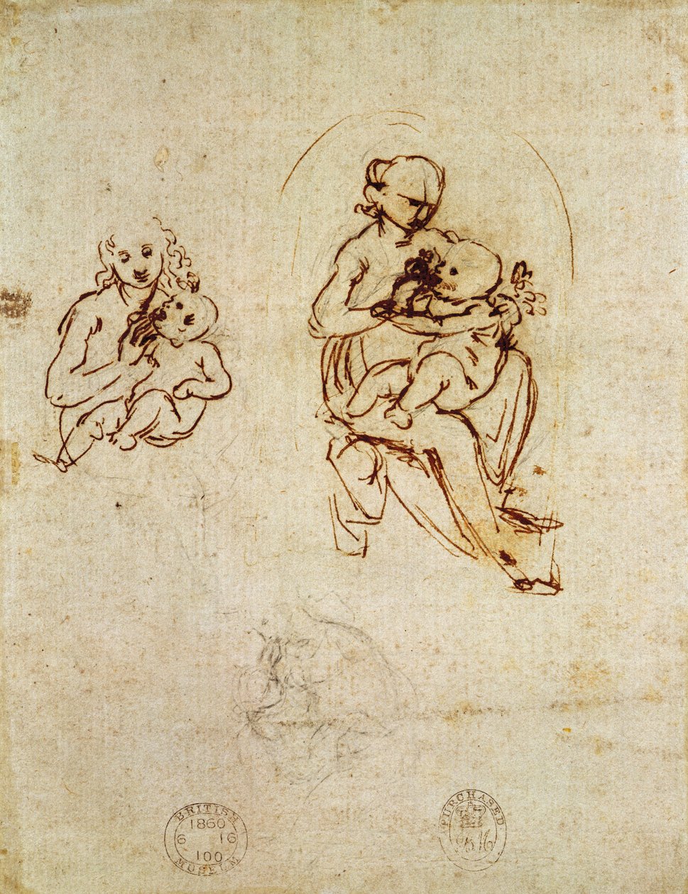Studie voor de Maagd en het Kind, c.1478-1480 door Leonardo da Vinci