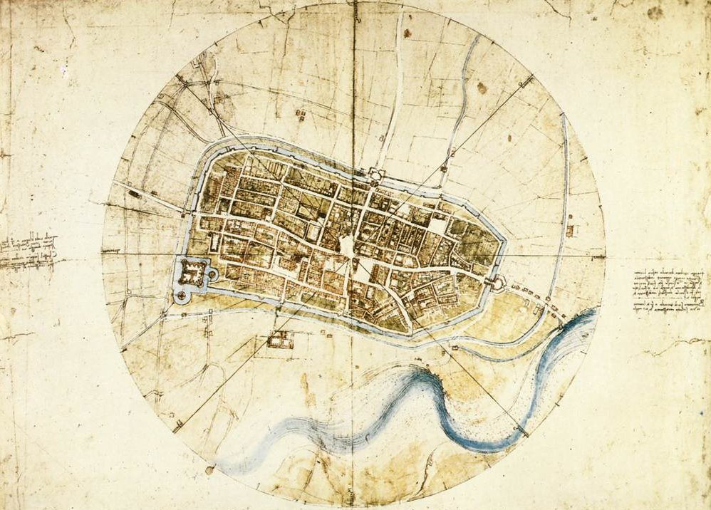 Stadsplan van Imola door Leonardo da Vinci