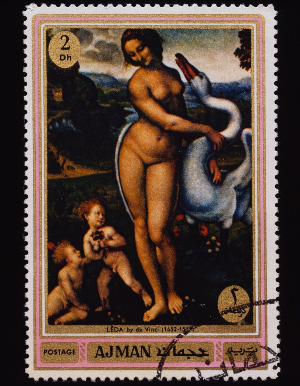 Postzegel beroemde schilderijen (naakten) serie door Leonardo da (after) Vinci