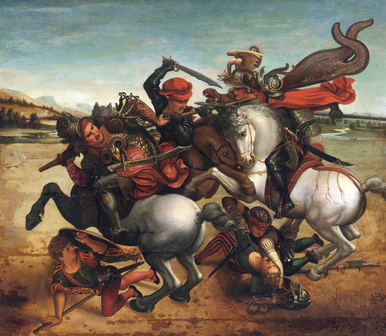 De strijd om de standaard door Leonardo da (follower of) Vinci