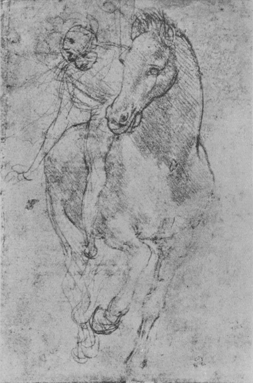 Een ruiter, ca. 1480-1945 door Leonardo da Vinci