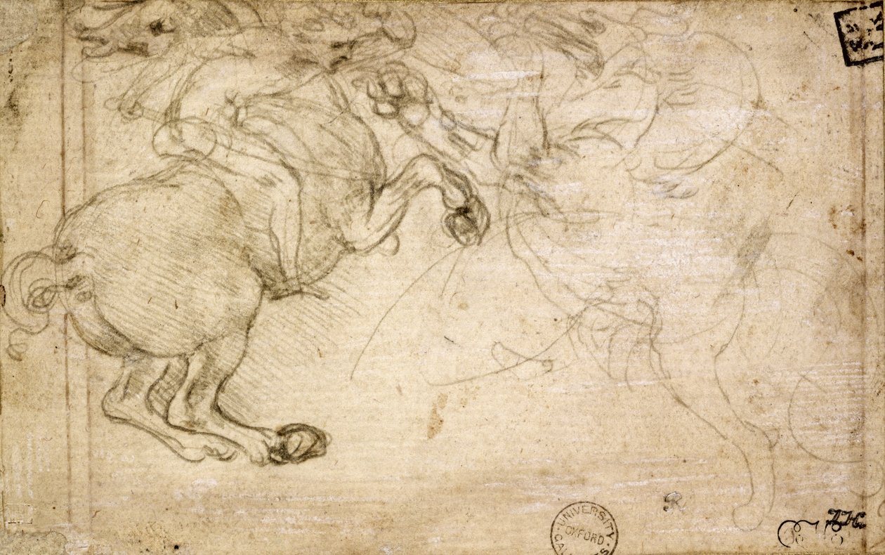 Een Ruiter in Gevecht met een Griffioen, 16e eeuw door Leonardo da Vinci