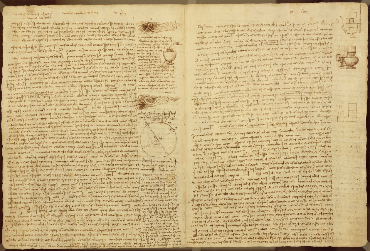 Een pagina uit de Codex Leicester, 1508-12 door Leonardo da Vinci