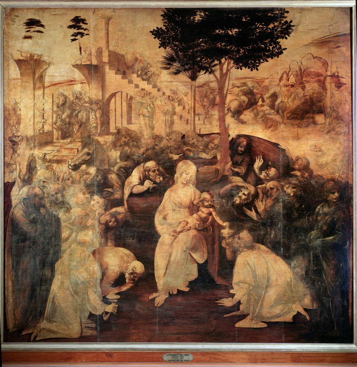 Aanbidding der Wijzen door Leonardo da Vinci