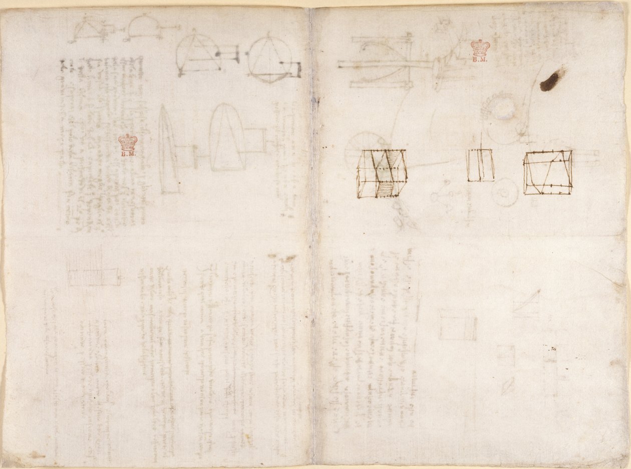 Blanco pagina met diagrammen, uit 