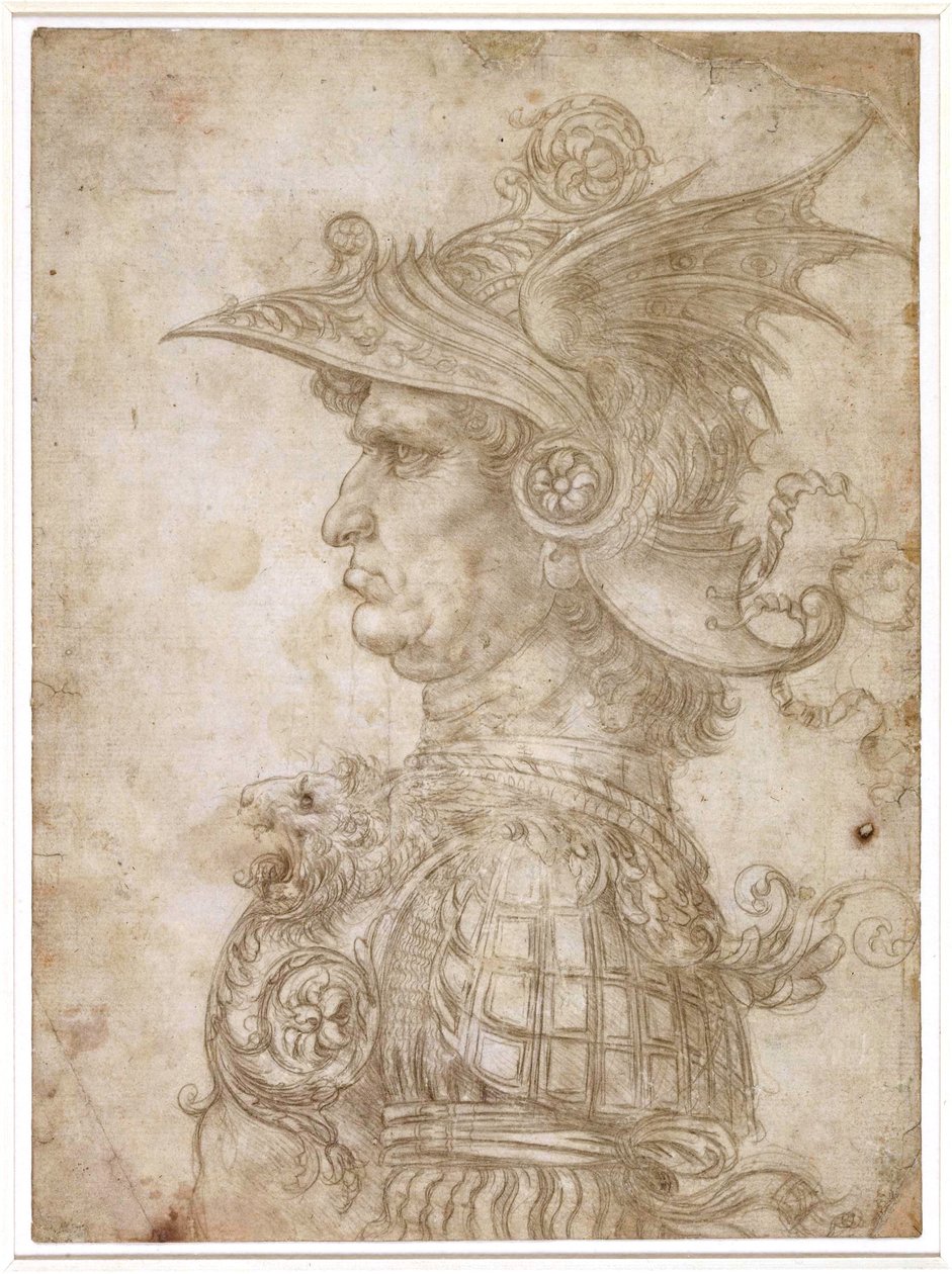 Buste van een krijger door Leonardo da Vinci