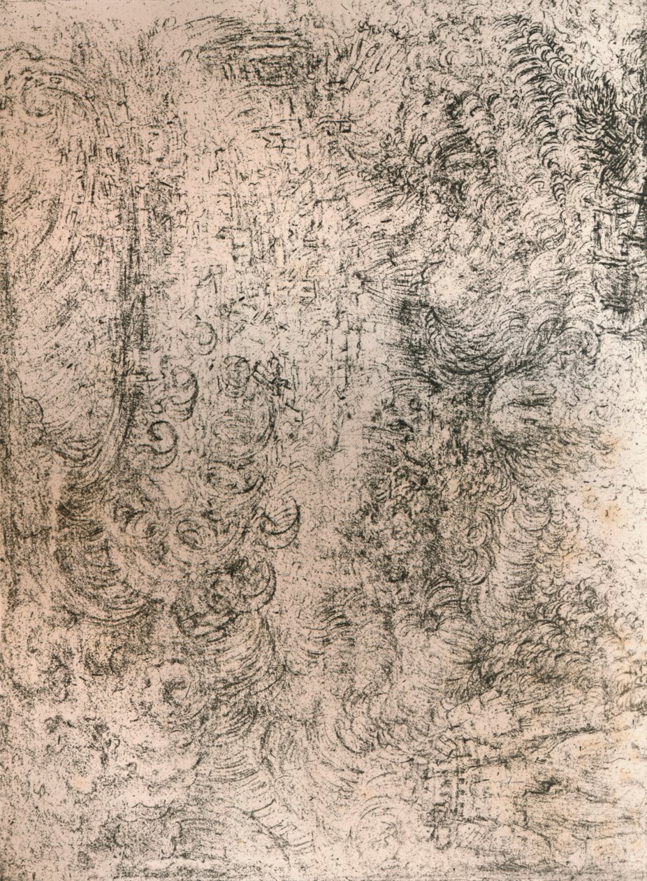 Houtskooltekening, voorstellende een Zondvloed, uit de Koninklijke Bibliotheek, Windsor Castle, 1883 door Leonardo da Vinci