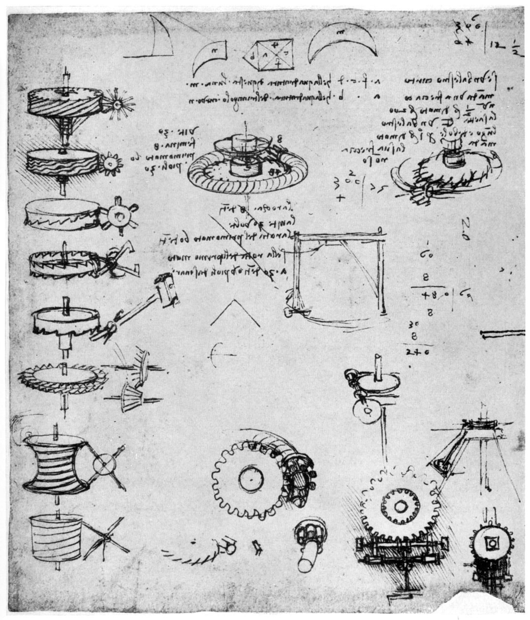 Tandwielen (detail) door Leonardo da Vinci