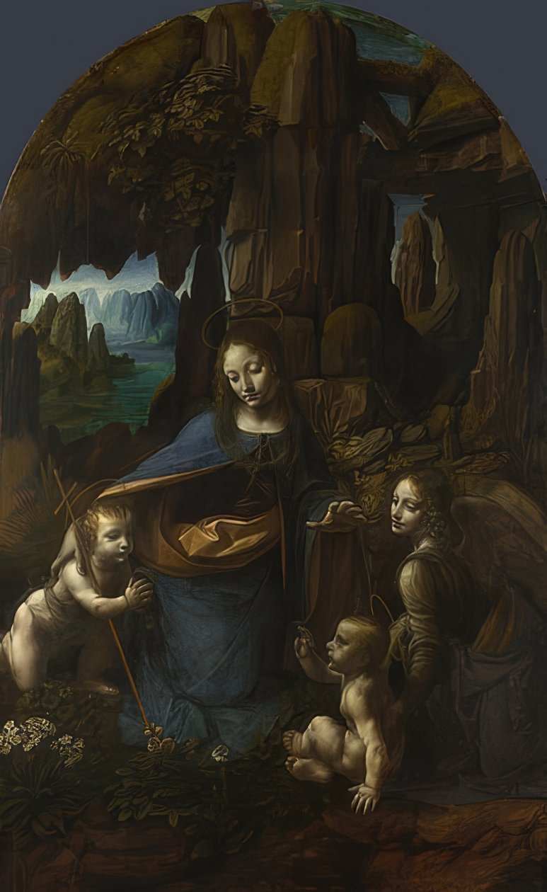 De Madonna in de grot (voor het altaar van San Francesco in Milaan) door Leonardo da Vinci