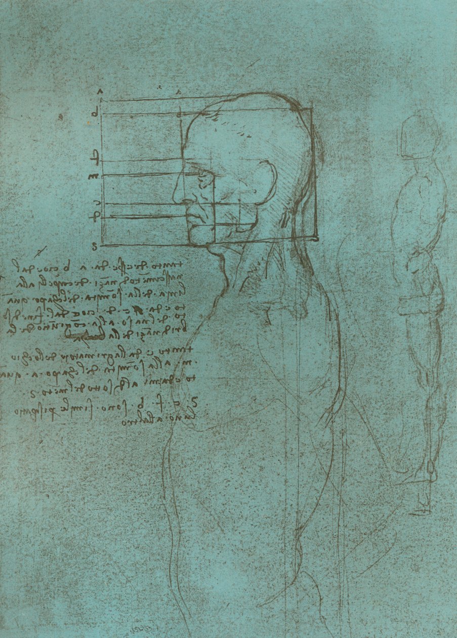 Tekening ter illustratie van de theorie van de proporties van het menselijk figuur, ca. 1472-ca. 1519 1883 door Leonardo da Vinci