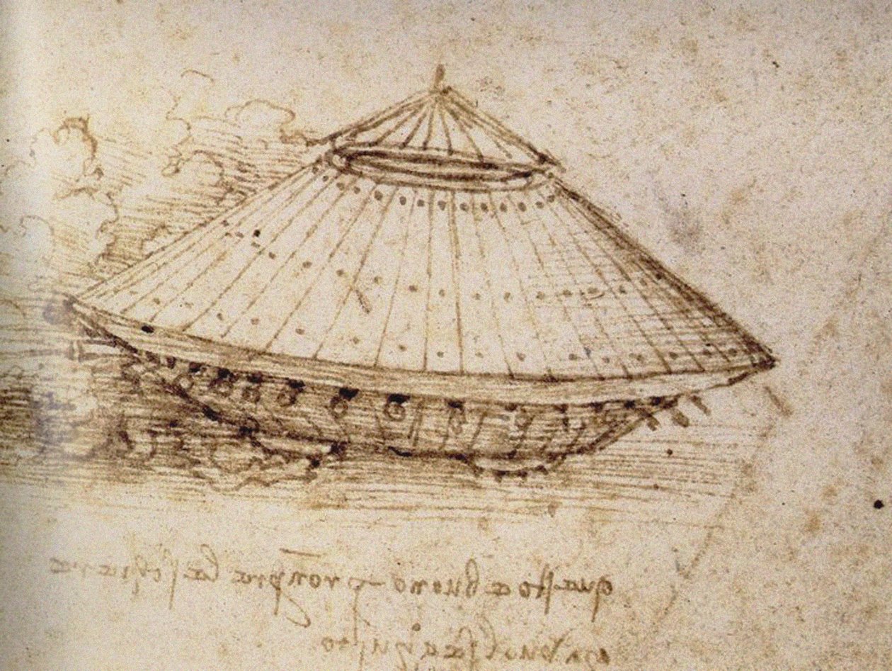 Tekening van een gepantserde tank, ca. 1485 door Leonardo da Vinci