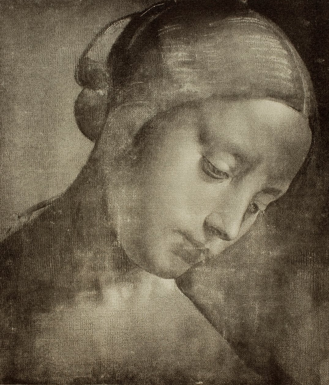 Vrouwelijk hoofd, tekening door Leonardo da Vinci. Gabinetto dei Disegni e delle Stampe, Uffizi Gallery, Florence door Leonardo da Vinci