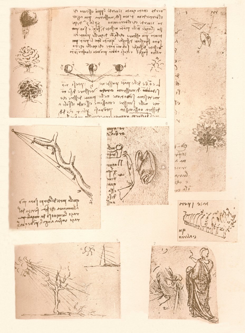 Vijf tekeningen die de elementen van landschapschilderkunst illustreren, ca. 1472-ca. 1519 1883 door Leonardo da Vinci