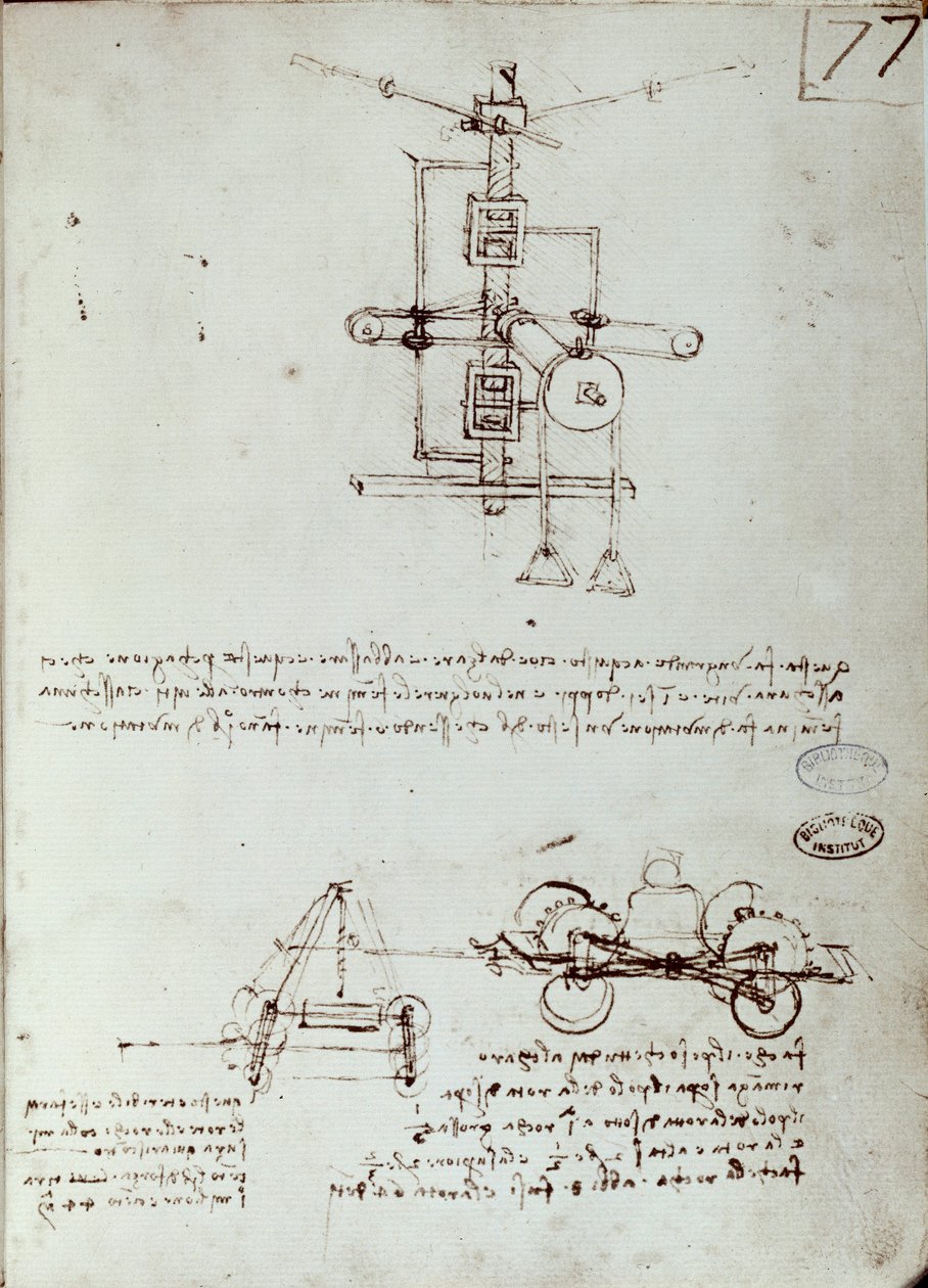 Vliegmachine tekening. Manuscript door Leonardo da Vinci door Leonardo da Vinci