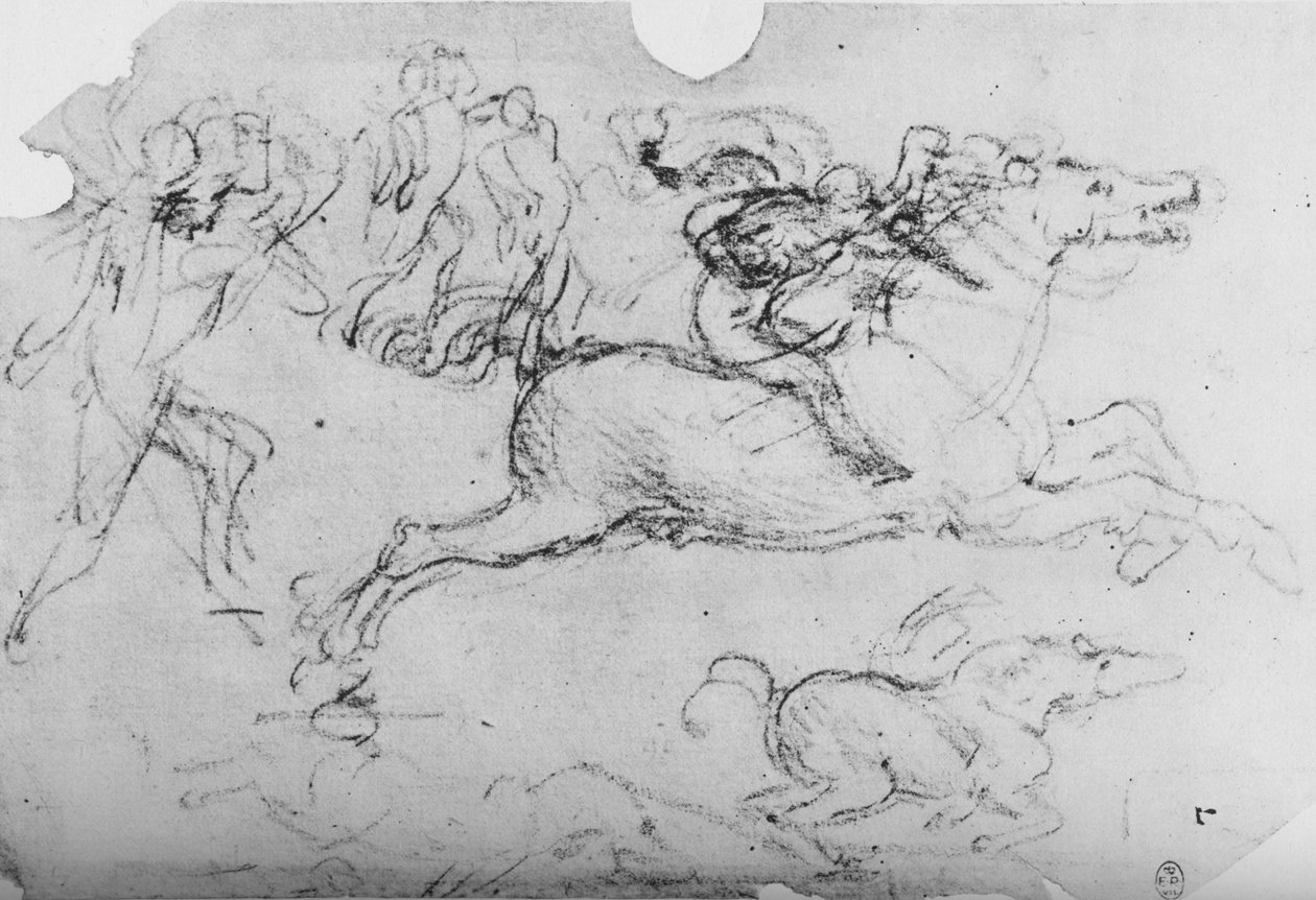 Galopperende Ruiter en Andere Figuren door Leonardo da Vinci