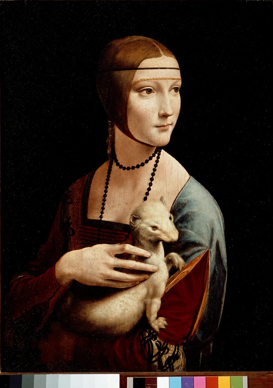 Dame met hermelijn, portret van Cecilia Gallerani, ca. 1490 (olieverf en tempera op paneel) door Leonardo da Vinci