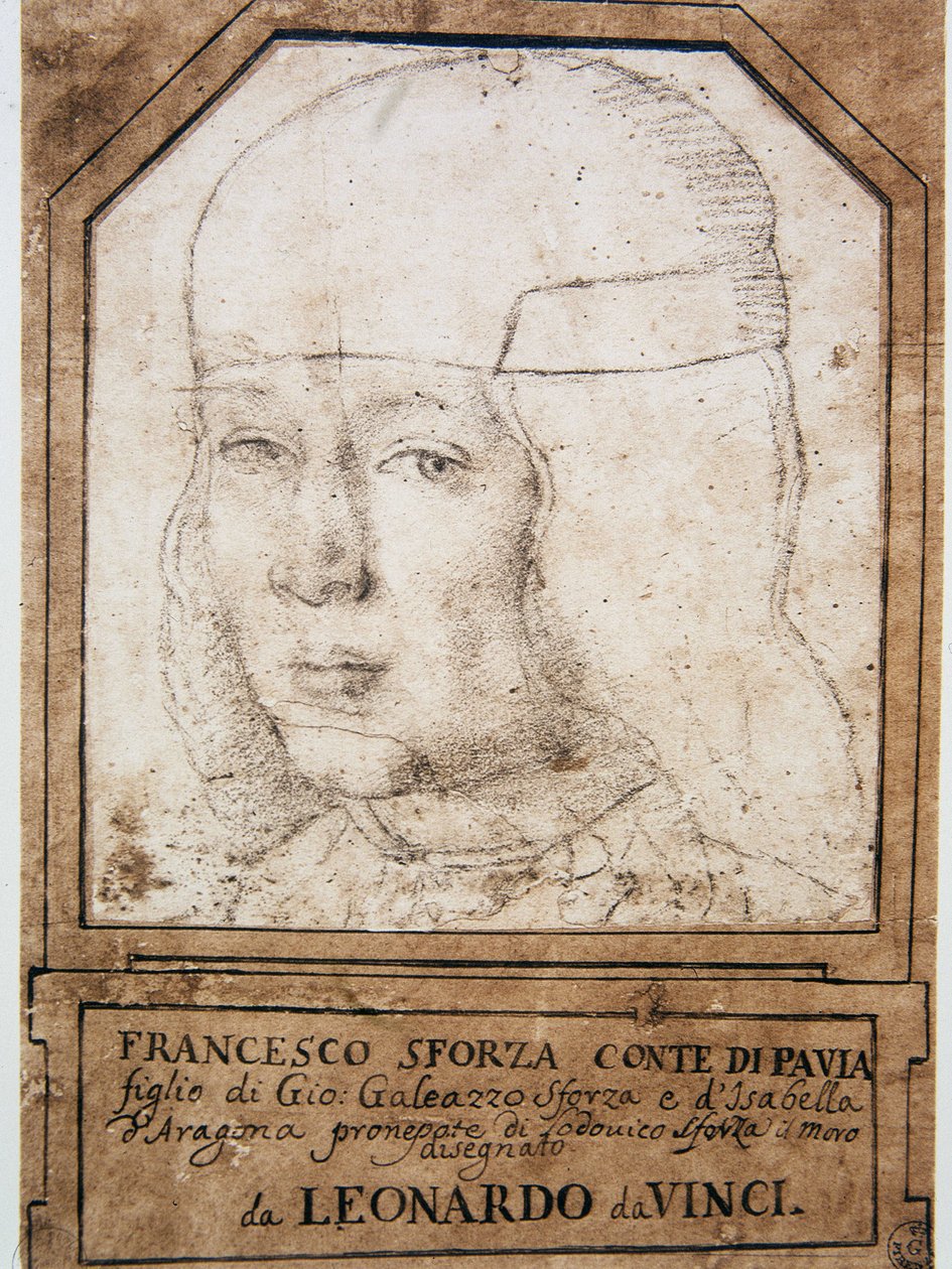 Leonardo da Vinci (Leonardo da Vinci) (1452 - 1519): Portret van Francesco Sforza (1491-1512), zoon van Gian Galeazzo Maria Sforza (Jean Galeas Marie Sforza) (1469-1494), Hertog van Milaan door Leonardo da Vinci