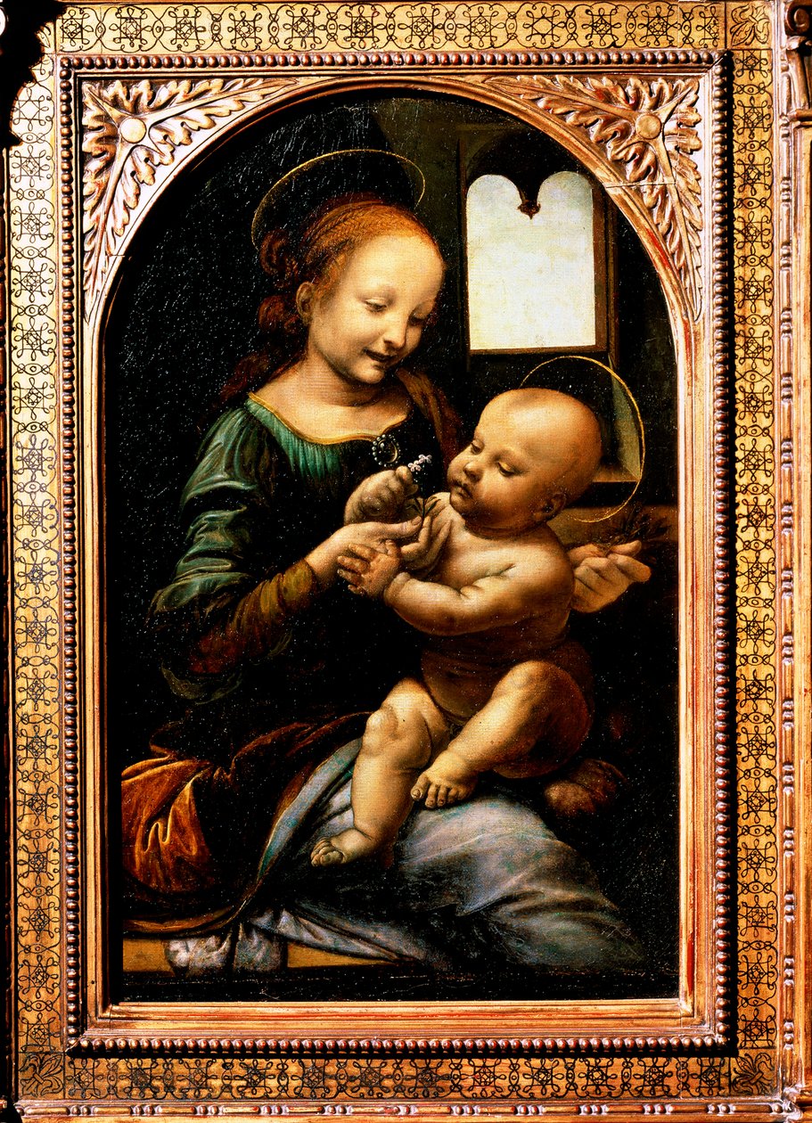 Madonna met een bloem, Madonna Benois, 1478 door Leonardo da Vinci