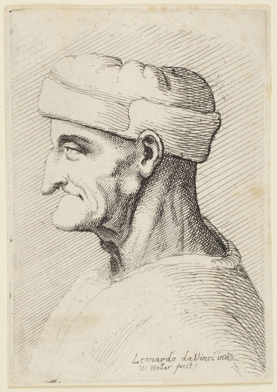 Oude man met pet door Leonardo da Vinci