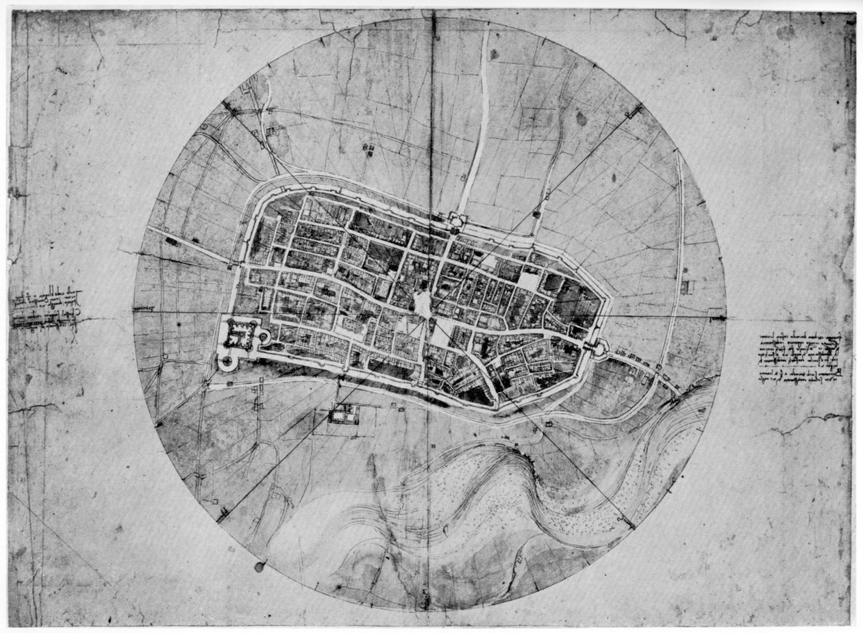 Plan van Imola, Italië, c1502 1954 door Leonardo da Vinci