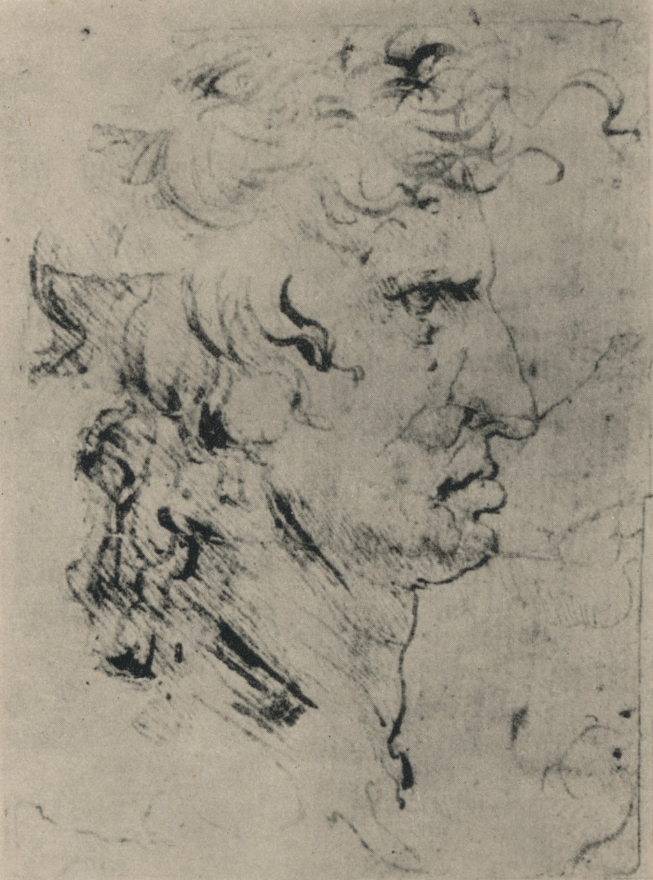 Profiel van een man naar rechts, ca. 1480, 1945 door Leonardo da Vinci
