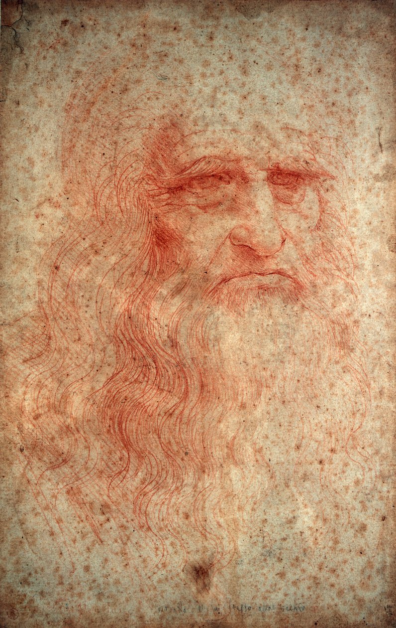 Zelfportret van Leonardo da Vinci, Italiaanse schilder, beeldhouwer, ingenieur en architect, c1513 door Leonardo da Vinci