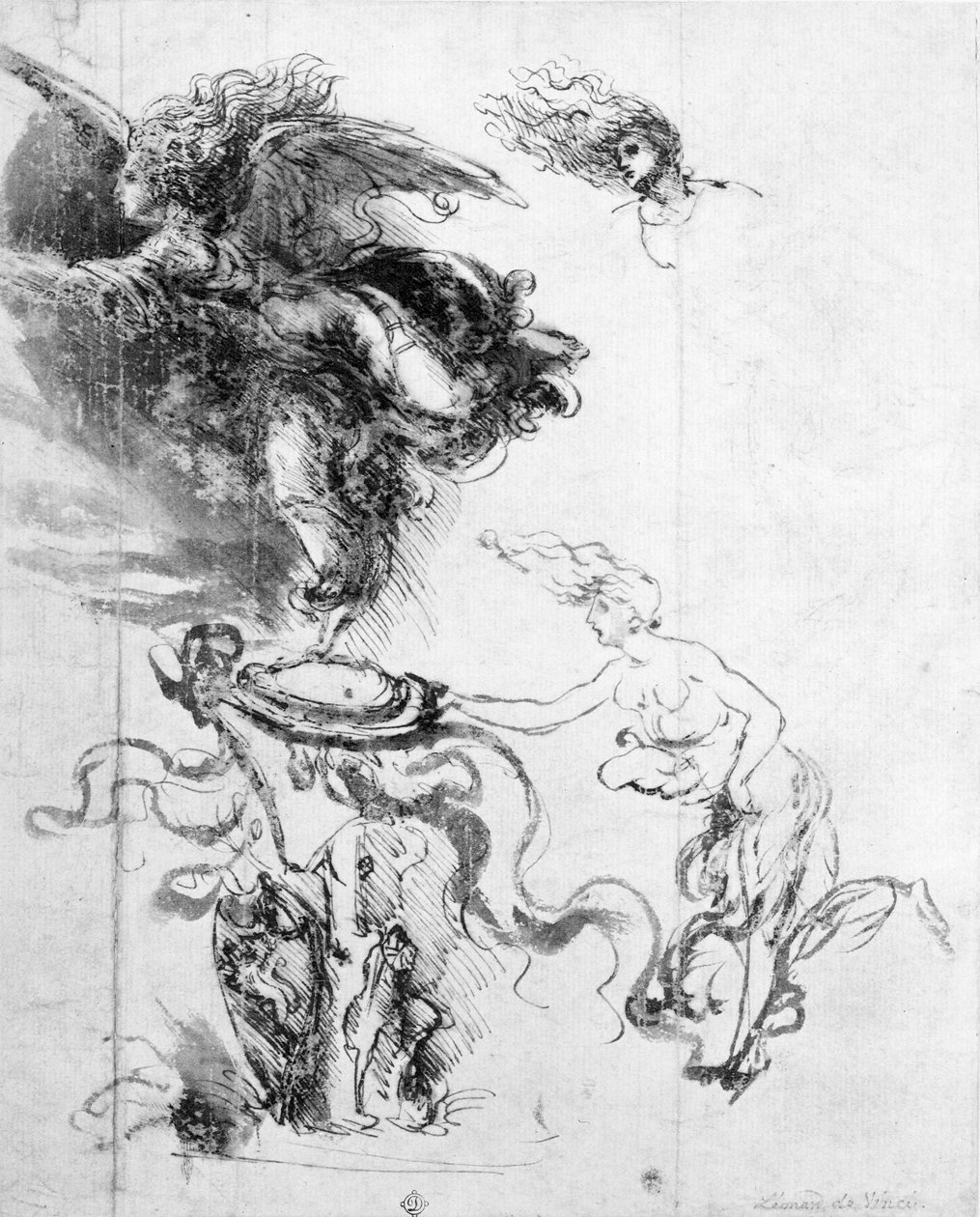 Silhouet van een engel door Leonardo da Vinci
