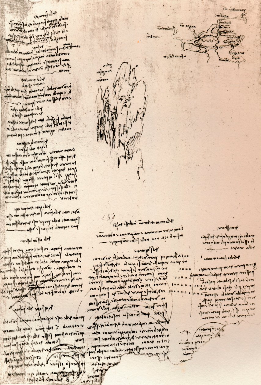 Schets van een piek in Armenië, en een schetskaart van Armenië, ca. 1472-ca. 1519, 1883 door Leonardo da Vinci