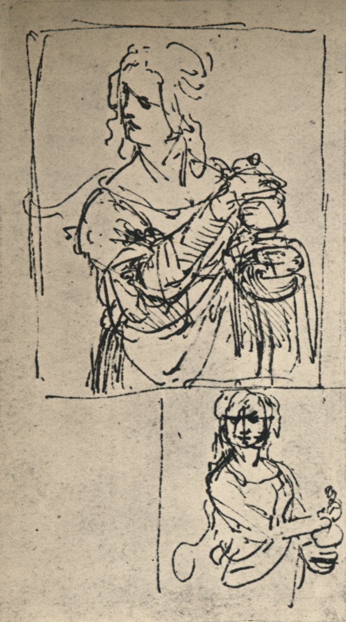 Studies voor een St. Maria Magdalena, ca. 1480-1482 door Leonardo da Vinci