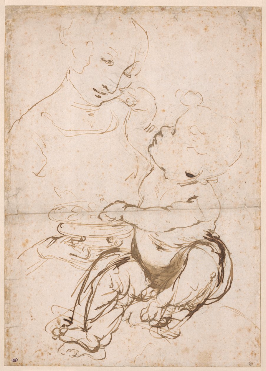 Studie voor de Madonna met een fruitschaal, ca. 1478 door Leonardo da Vinci