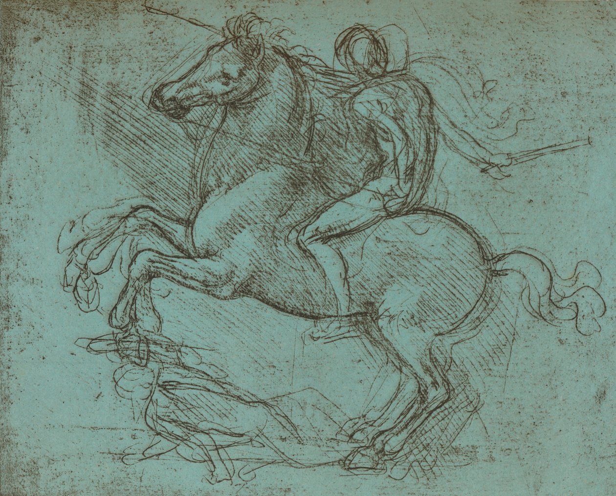 Studie voor het Sforza Monument, ca. 1482-ca. 1499, 1883 door Leonardo da Vinci
