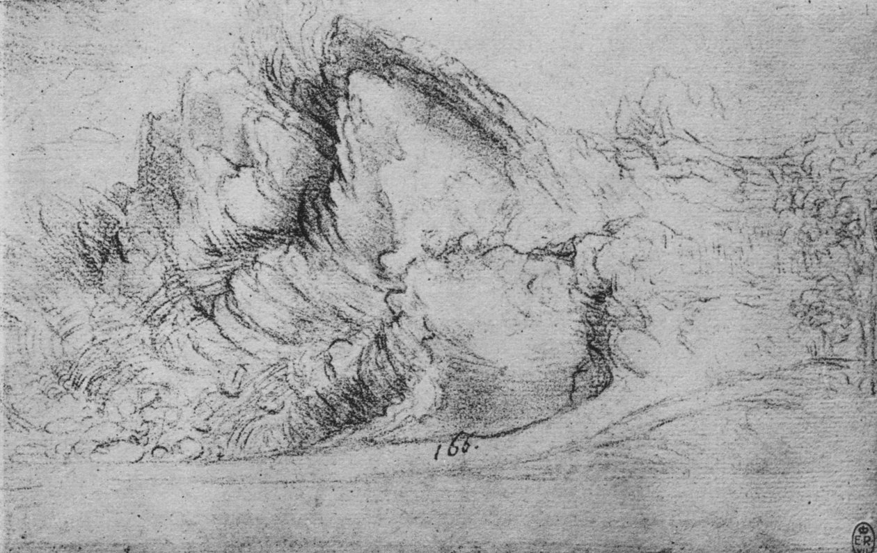 Studie van rotsformaties, ca. 1480 door Leonardo da Vinci