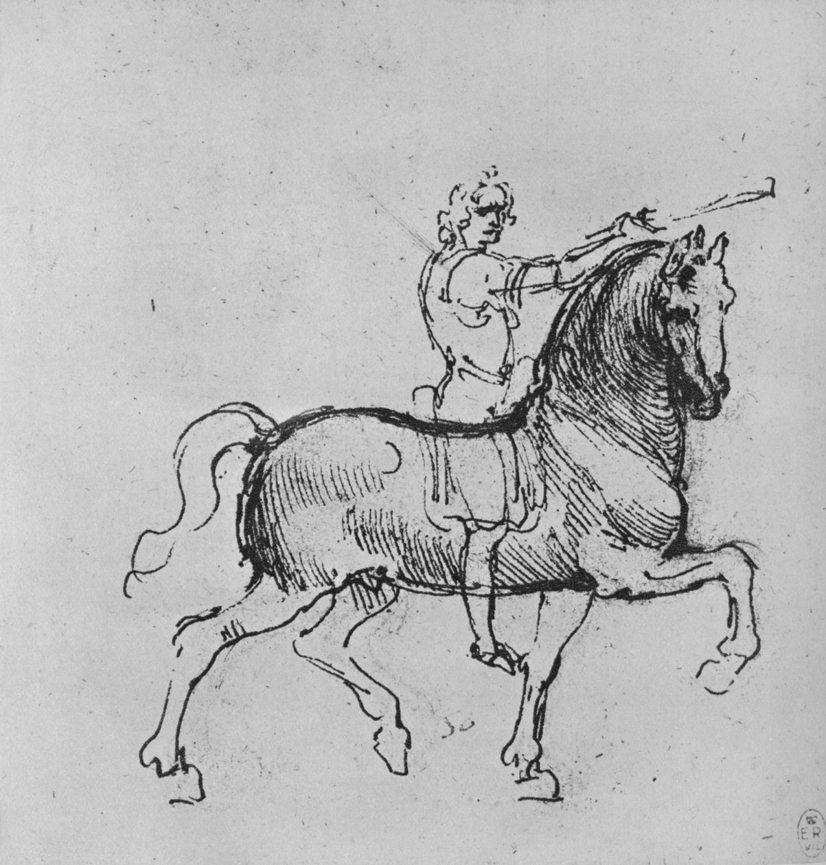 Studie van een ruiter, ca. 1480 1945 door Leonardo da Vinci