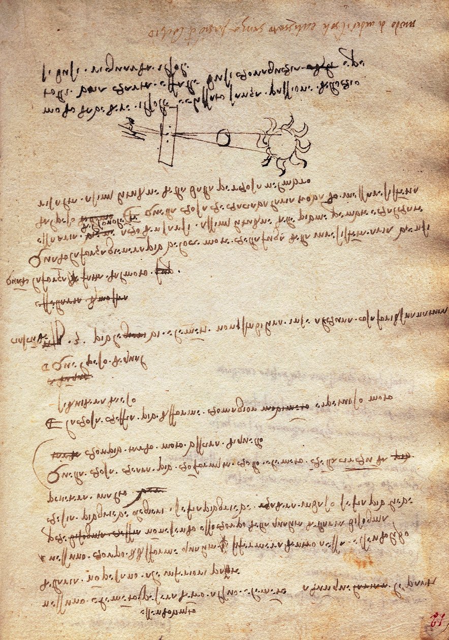 Studie van de techniek voor het observeren van zonsverduistering, Codex Trivulzianus door Leonardo da Vinci